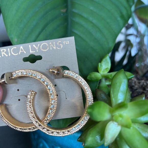 Gold/Crystal C Hoop Erica Lyons Fashion Earrings - Picture 9 of 9